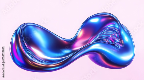 3d chrome neon fluid form liquid metallic shape