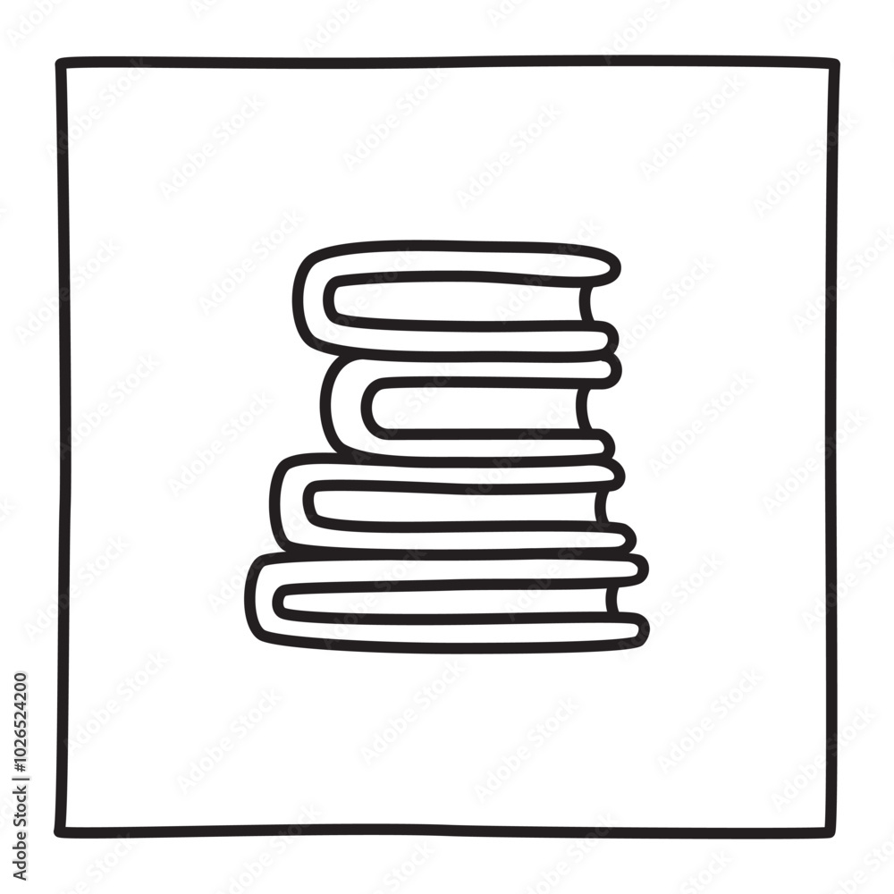 Doodle pile of books icon hand drawn with thin line in lineart style. Knowledge symbol. PNG isolated on transparent background and vector illustration Doodle pile of books icon hand drawn with thin line in lineart style. Knowledge symbol. PNG isolated on transparent background and vector illustration