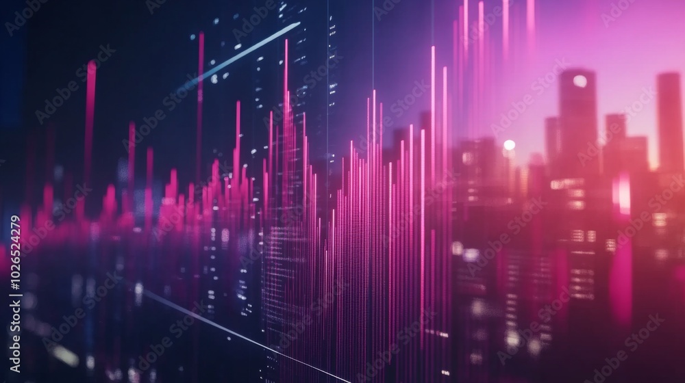 Fototapeta premium Abstract Data Visualization with City Background