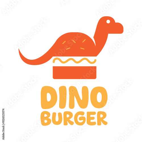 dino burger flat minimalist logo design