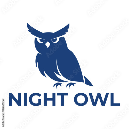 night owl flat minimalist logo design