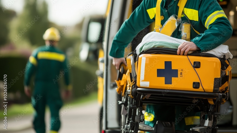 Paramedic with Emergency Equipment in Action Paramedic with Emergency Equipment in Action