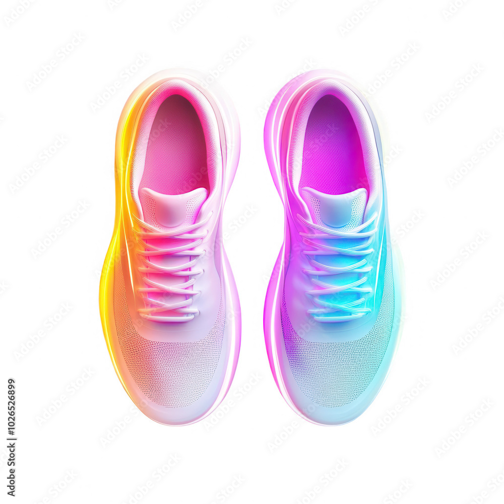 Modern sneakers with gradient colors on a white isolated background. Modern sneakers with gradient colors on a white isolated background.