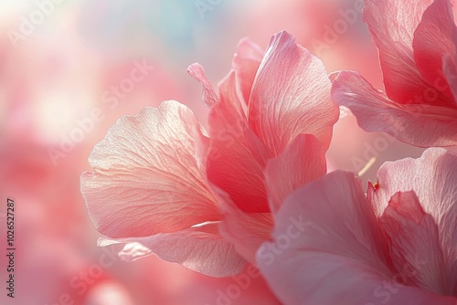 Delicate pink hydrangea blossoms showcasing fine texture and soft colors in n...