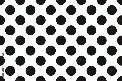 A stylish seamless pattern featuring bold black and white polka dots, perfect for textiles and backgrounds, adding a timeless touch to your designs.