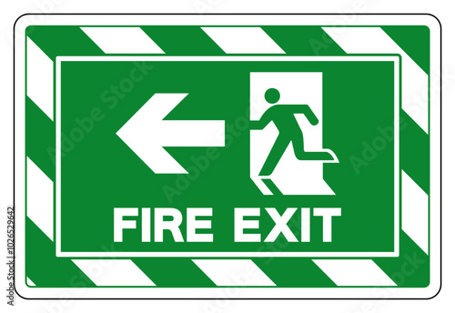 Fire Exit Arrow Left Symbol Sign, Vector Illustration, Isolate On White Background Label. EPS10