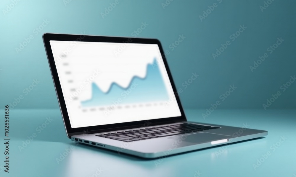 Analytics data on a laptop screen, showing growth charts. Analytics data on a laptop screen, showing growth charts.