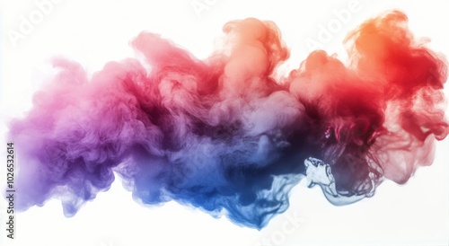 Colorful swirling smoke creates a vibrant abstract pattern on a white background