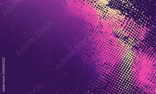 Vibrant abstract design featuring purple and pink dots with a textured feel