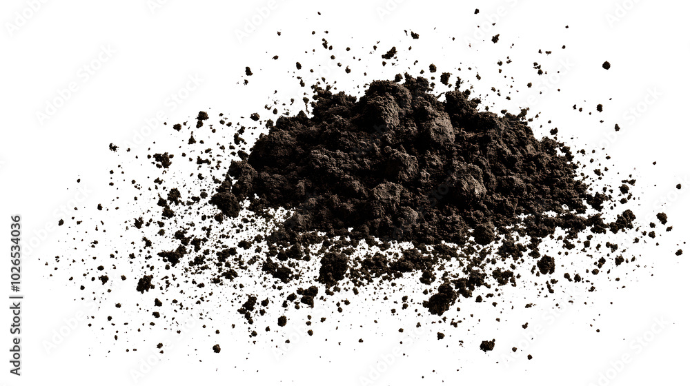Pile of soil scattered isolated on transparent background Pile of soil scattered isolated on transparent background