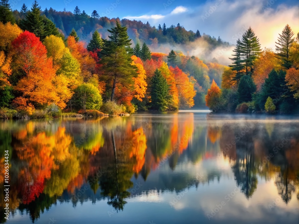 Autumn Tree Reflections in Low Light - Serene Landscapes for Nature Lovers Autumn Tree Reflections in Low Light - Serene Landscapes for Nature Lovers