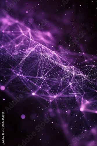 Colorful abstract representation of connected nodes and digital network in a dark background