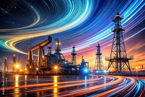 A vector illustration depicting a long exposure circular design representing the oil industry, emphasizing energy sector connections and dynamics photo