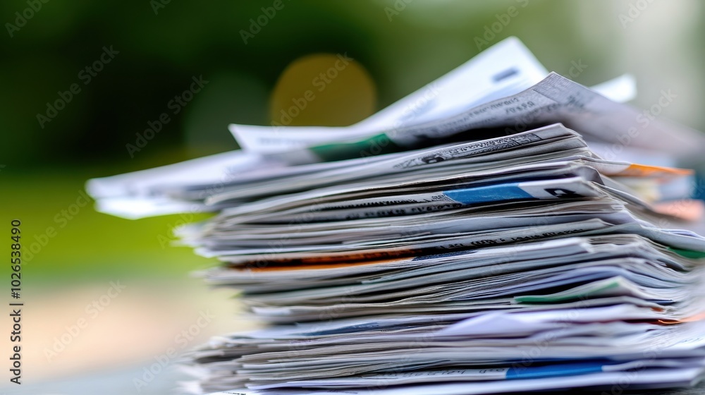 Pile of Overdue Utility Bills on a Table Pile of Overdue Utility Bills on a Table