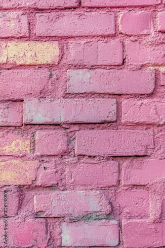 Textured pink brick wall with varying shades enhancing urban aesthetics and v...