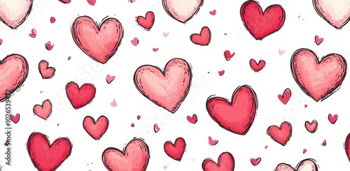 Colorful heart patterns on a white background, perfect for crafts and decorat...