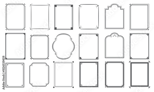 Set of decorative Vintage frames and borders set, photo frame for picture. Isolated icons vector set, border design..eps