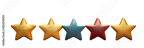 Five gold star rate review customer experience quality service excellent feedback concept