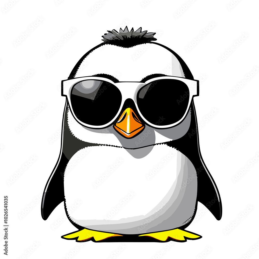 Obraz premium Cool Penguin with Sunglasses | Fun Cartoon Illustration | Stylish Vector Art