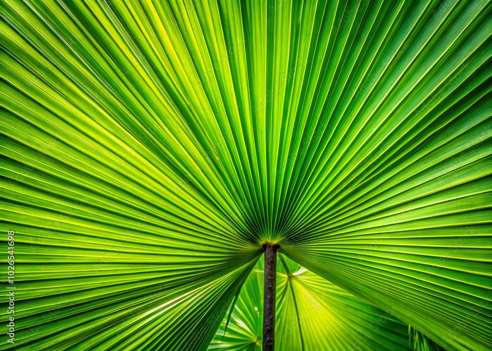 Lush Green Palm Leaf Close-Up in Natural Light for Tropical Decor, Backgrounds, and Nature Photography Inspiration