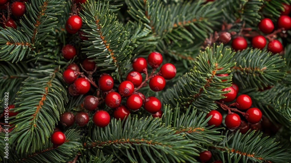 Fototapeta premium The Festive Greenery and Berries