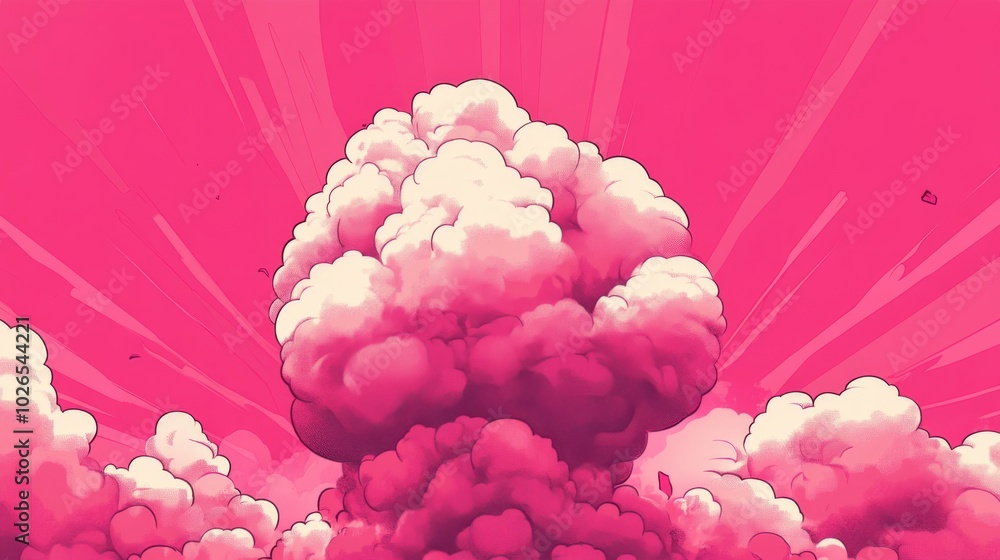 Fototapeta premium bomb comic background With cloud on pink 