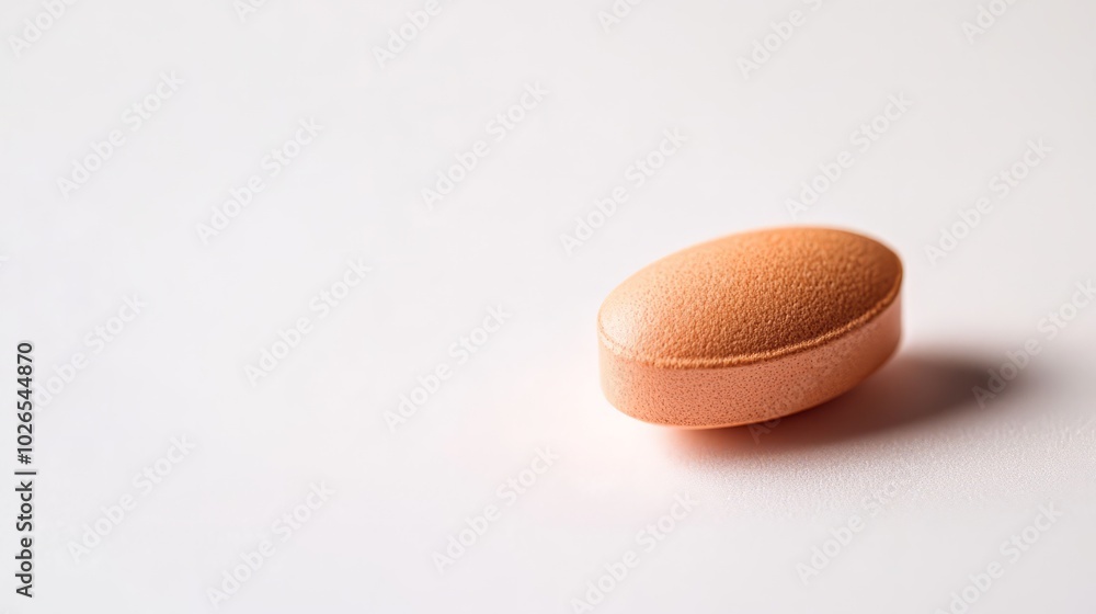 Obraz premium Close-up shot of an anti-inflammatory pill on a white background.