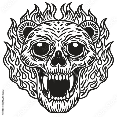 vector devil bear skull