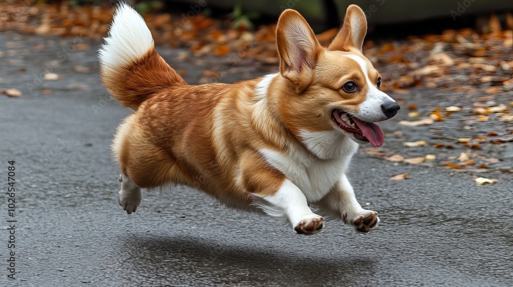 Cute corgi running on the street
Cute corgi running on the street