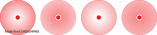 Sound ripple of a circular wave pack. Radio signal or splash of water. Isolated set of vector elements on white background