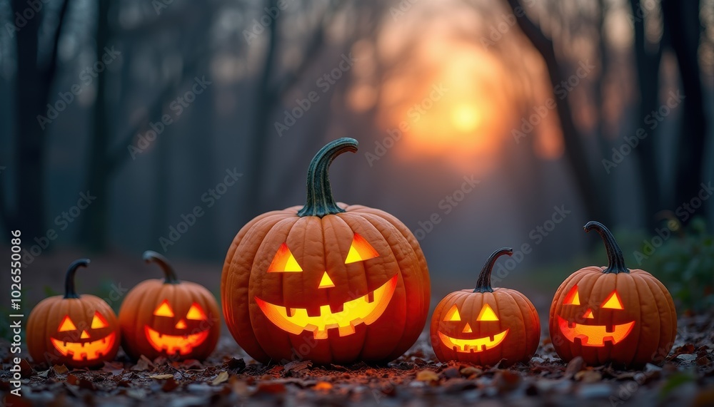 Pumpkin glows in Halloween greeting card, scary bat in sky. Autumn celebration with mystery house, eerie moon in night. Pumpkin glows in Halloween greeting card, scary bat in sky. Autumn celebration with mystery house, eerie moon in night.