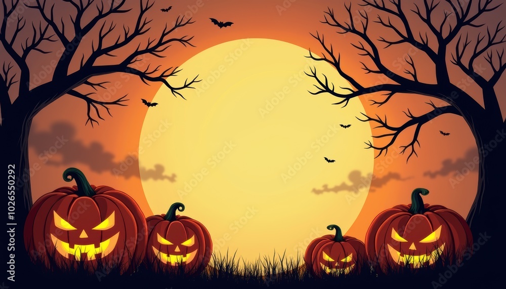 Halloween card with pumpkin art, cobweb in dark corner. Spooky greeting for October party, lantern on creepy house wall. Halloween card with pumpkin art, cobweb in dark corner. Spooky greeting for October party, lantern on creepy house wall.