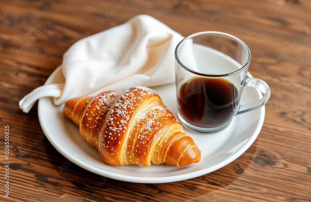 cup of coffee and croissant cup of coffee and croissant