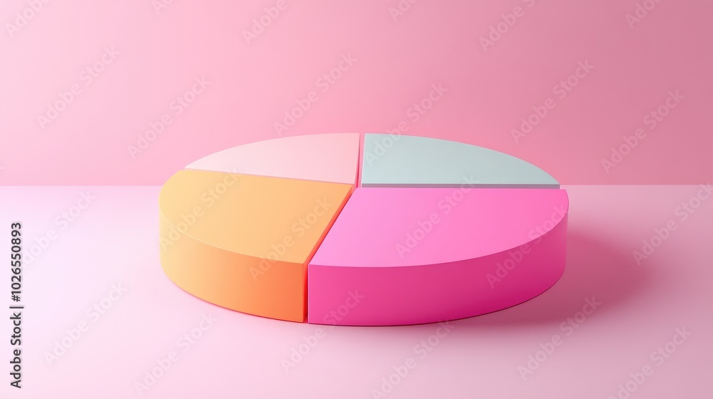 Colorful pie chart on pink background Colorful pie chart on pink background