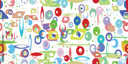 Vintage seamless pattern with mid century  design elements .  Endless pattern with vector abstract shapes. Retro fabric pattern. Vintage background. Seamless vector design