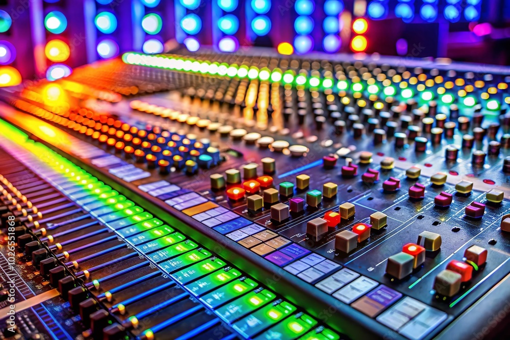 Fototapeta premium Professional Mixboard for Audio Editing and Music Production with Multiple Channels and Controls for Perfect Sound