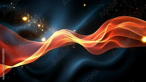 Abstract orange and yellow wave on dark background.