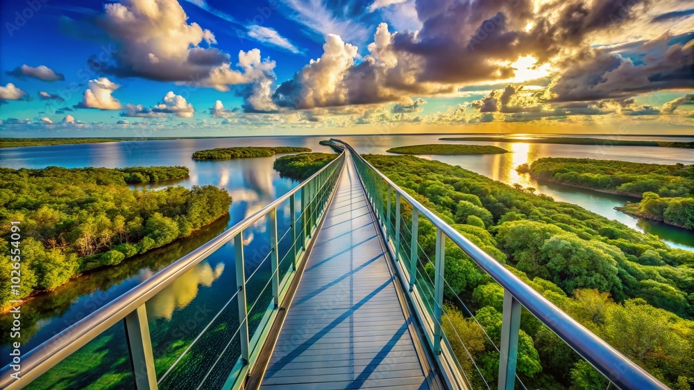 Fototapeta premium Scenic Views from the Iconic Sky Bridge in Florida Offering Stunning Landscapes and Unique Perspectives of Nature