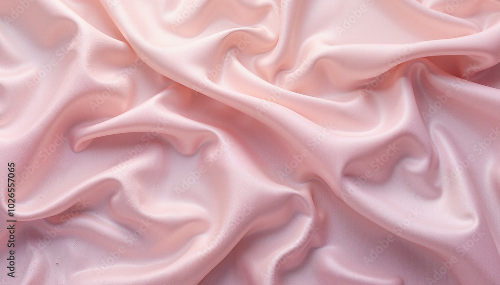 Soft pink silk fabric with gentle folds and smooth texture Soft pink silk fabric with gentle folds and smooth texture