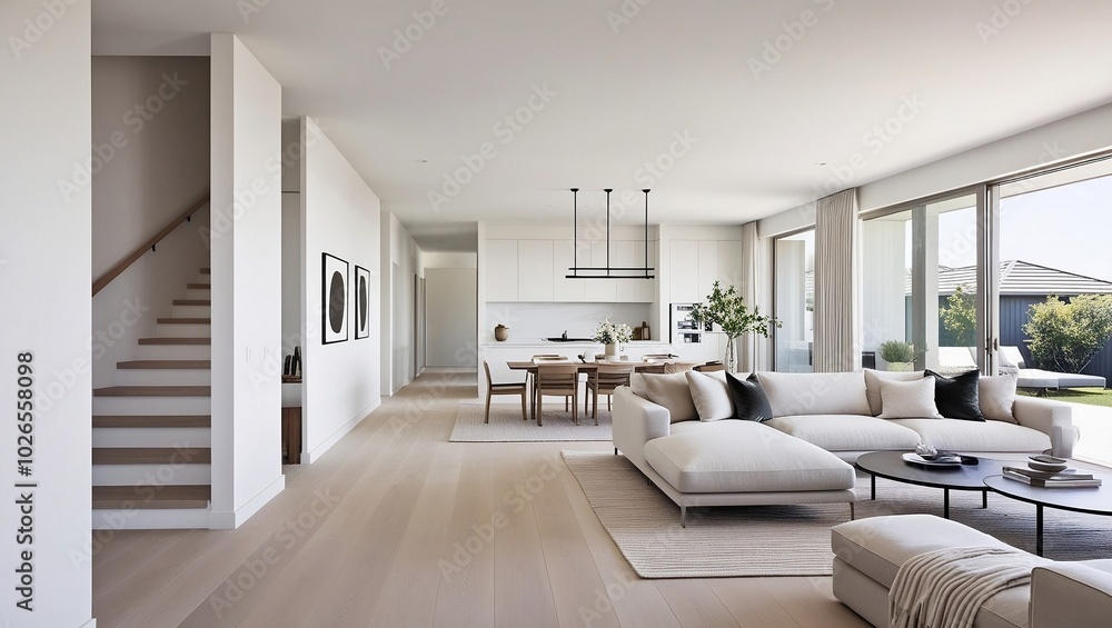 Fototapeta premium Modern Farmhouse with white and blue details