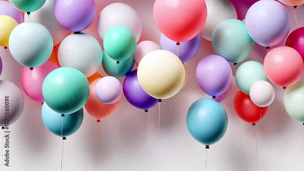 Colorful Balloons with Strings Against White Background. Colorful Balloons with Strings Against White Background.
