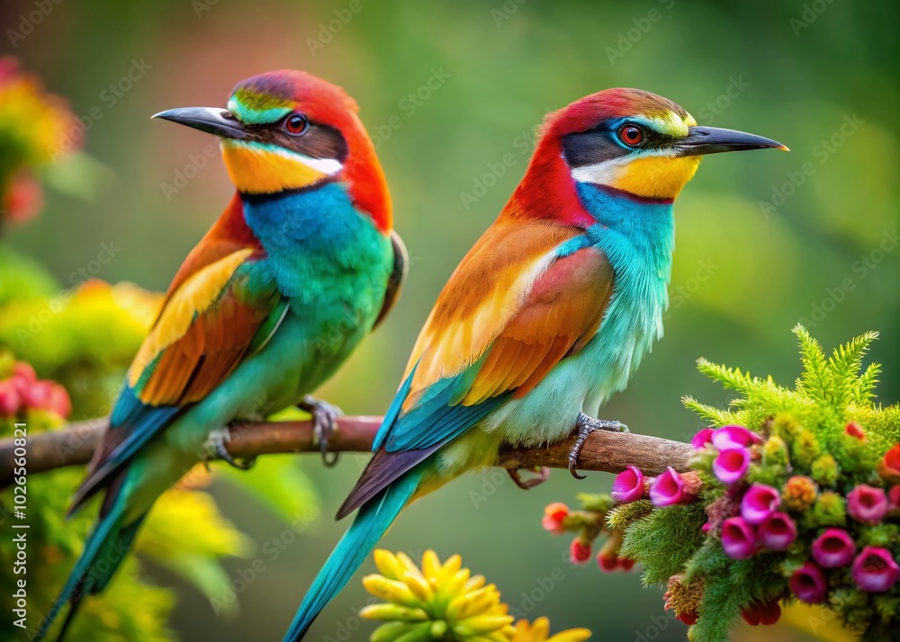 Obraz premium Stunning Birds Photo Collection: Vibrant Avian Species in Natural Habitats Captured in Breathtaking Detail