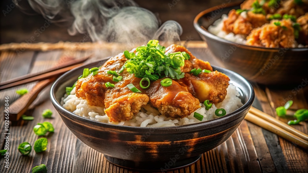 Captivating Long Exposure of Karaage Donburi with Artistic Flare for Culinary Enthusiasts Captivating Long Exposure of Karaage Donburi with Artistic Flare for Culinary Enthusiasts