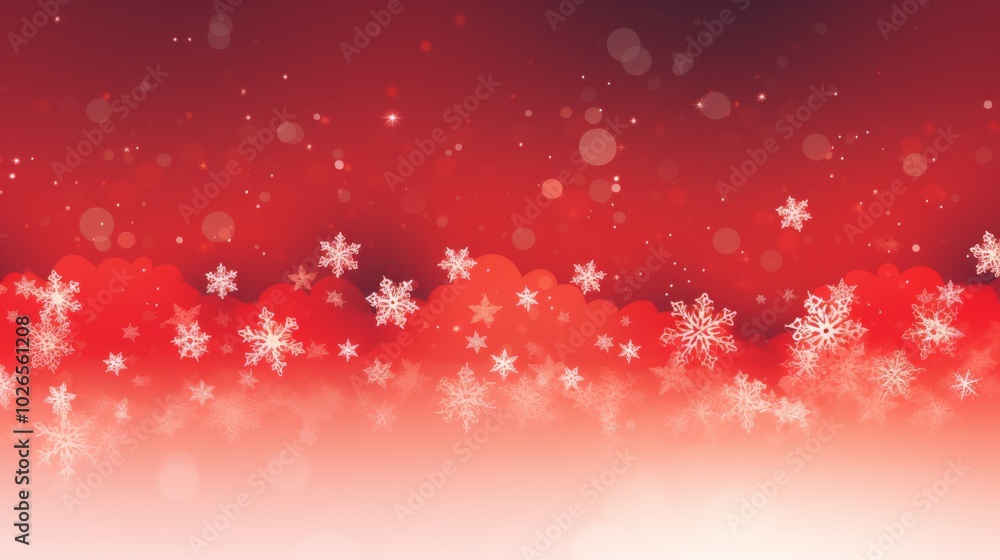 Christmas illustration with various small snowflakes on gradient background in red colors Christmas illustration with various small snowflakes on gradient background in red colors