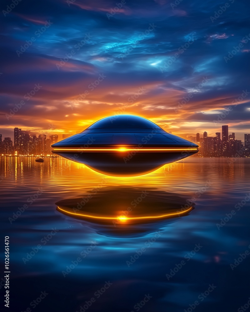 ufo over the sea,generated ai ufo over the sea,generated ai