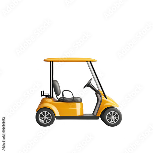 Yellow golf cart, isolated on a white background photo