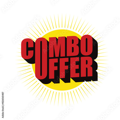 Combo offers sticker, tag, label, badge. Red and black combo offer logo for Special Offer and Promotional social media post design. Vector illustration.