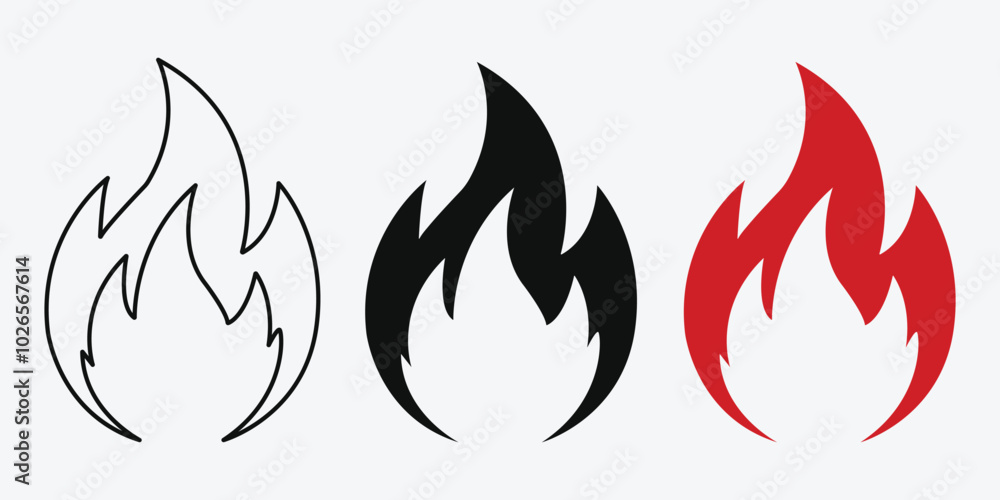 Fire sign. Fire flame icon isolated on white background. Vector illustration. Fire sign. Fire flame icon isolated on white background. Vector illustration.