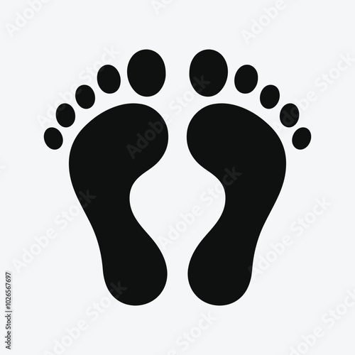 Human footprint icon. Vector illustration. Footprint silhouette. Human Foot Step Icon.