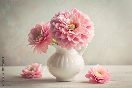 Charming vintage pink flower toy in a vase, perfect for home décor or party settings. A delightful touch to brighten up any space.